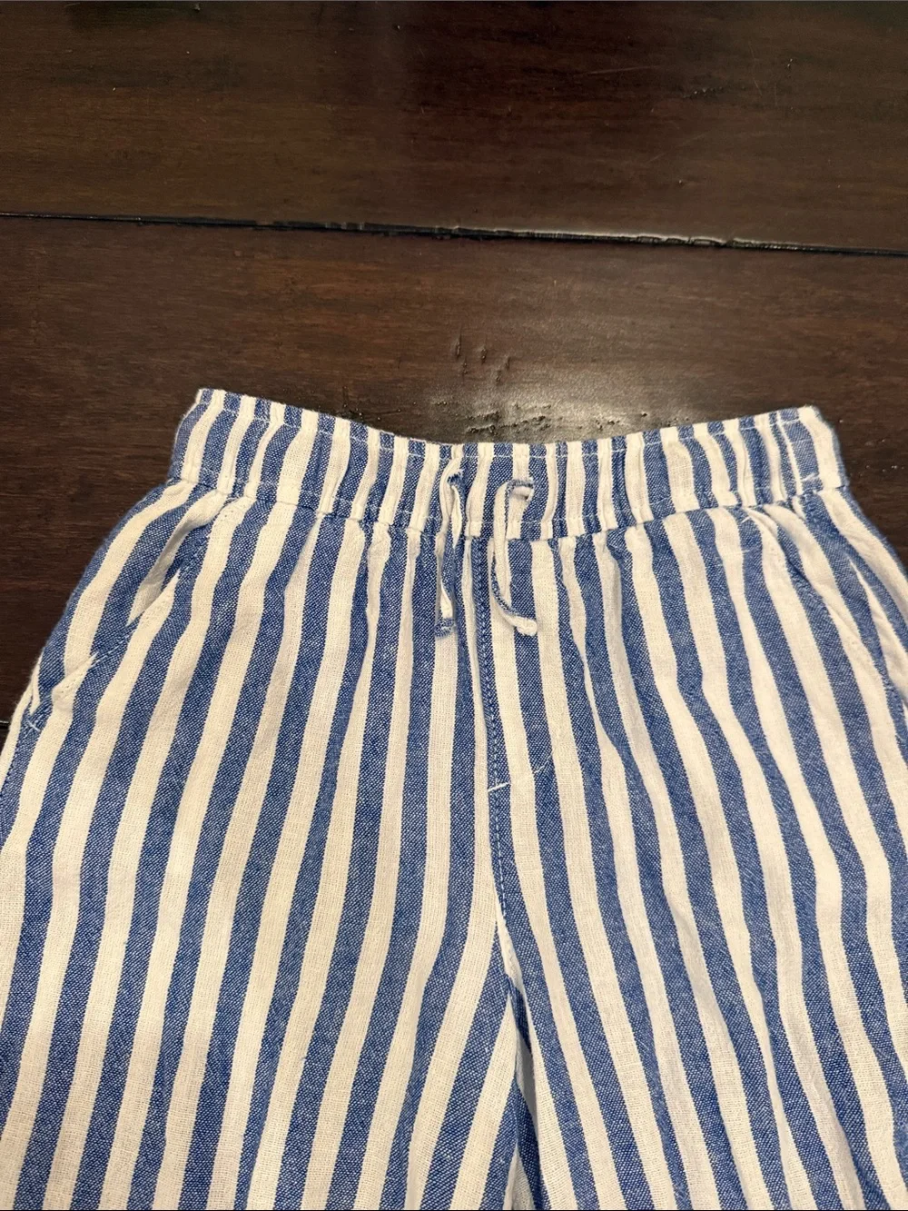 Old Navy Cream Tie-Front Shirt with Blue & White Striped Wide-Leg Pants